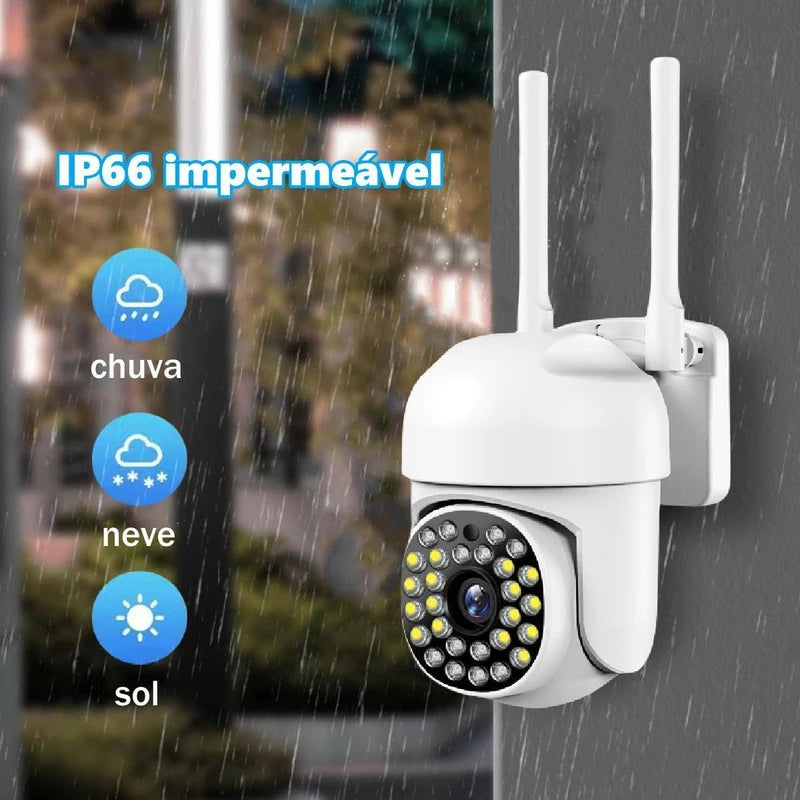 Câmera de vigilância IP PTZ 1080P HD com WiFi 2MP, Visão noturna e Zoom 4x