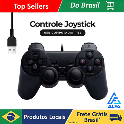 Controle Gamer Tipo PS2 para Console E Computador com Entrada Usb