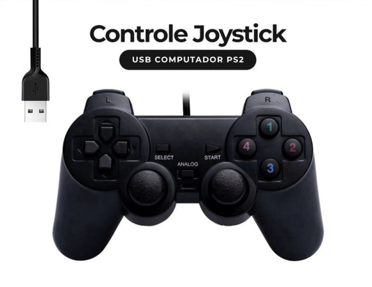 Controle Gamer Tipo PS2 para Console E Computador com Entrada Usb